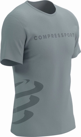 Compressport Logo Short Sleeve Mens Running Top - Grey Reinforced Shoulder