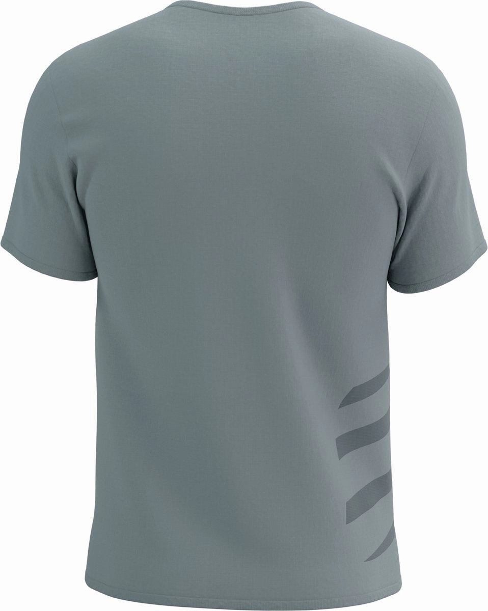 Compressport Logo Short Sleeve Mens Running Top - Grey OversizedSilhouette