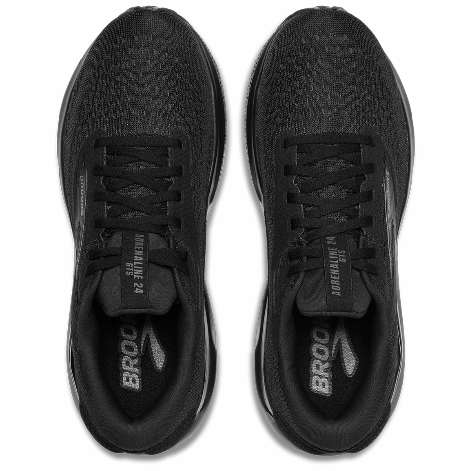 Elastic tongue color - grey Brooks Women's Adrenaline GTS 24 Wide Fitting Running Shoes in Black/Black/Ebony SS25