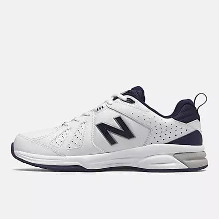 Smooth Motion Transition New Balance Men's 624v5 White/Navy Shoe (2e Wide)