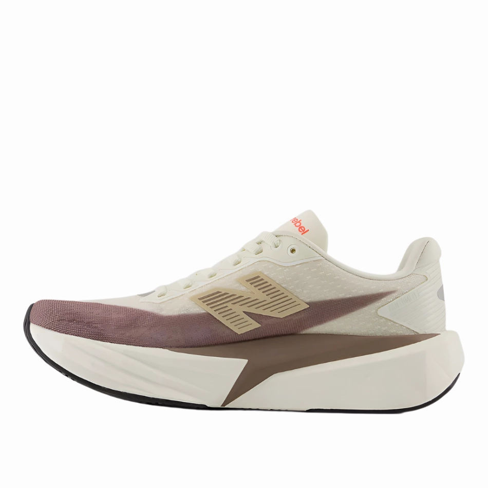 New Balance Men's Fuelcell Rebel v5 Running Shoes in Angora/Earth Shadow/Sea Salt AW25 Airflow Ventilation Tech workout footwear