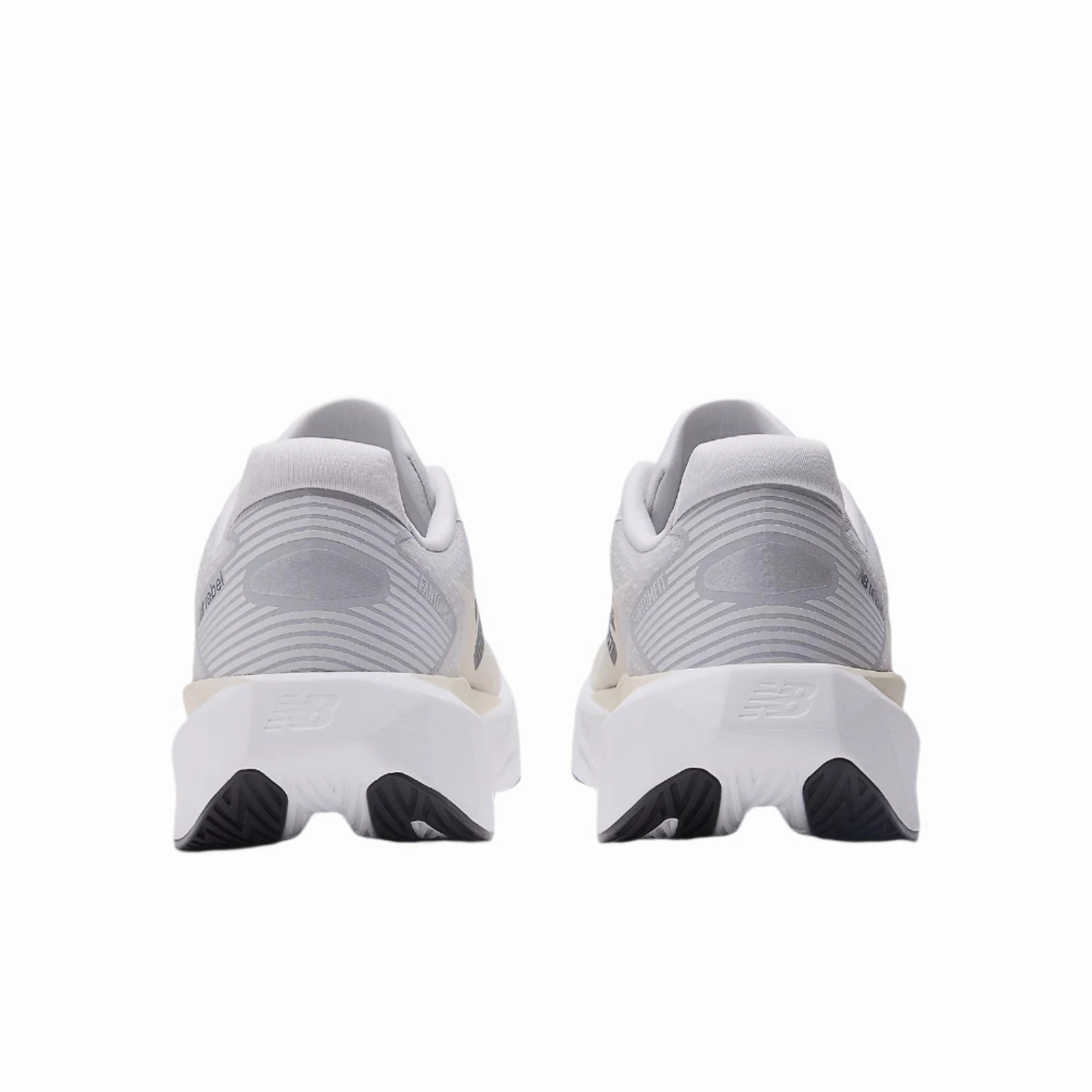 New Balance Men's Fuelcell Rebel v5 Running Shoes in Grey Matter/Linen/White AW25 Unidirectional Flex Lines