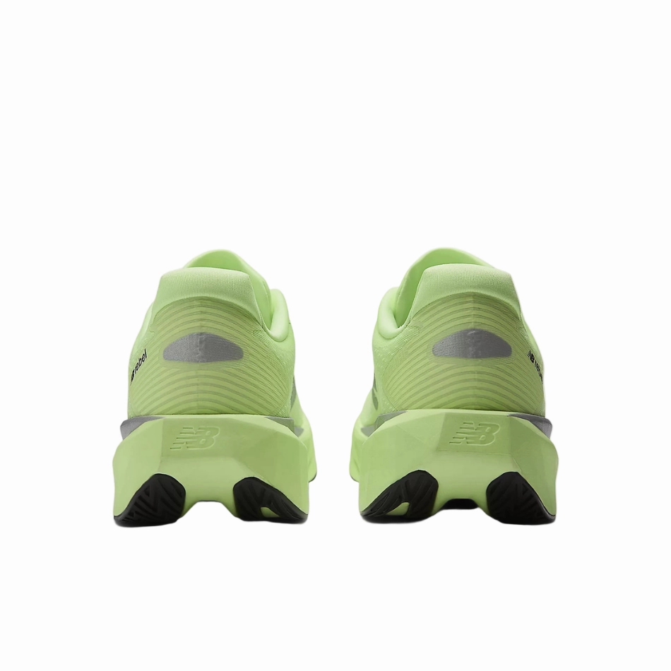 New Balance Men's Fuelcell Rebel v5 Running Shoes in Mint Flash/Lab Green/Silver Metallic AW25 TPU Reinforcement red running shoes