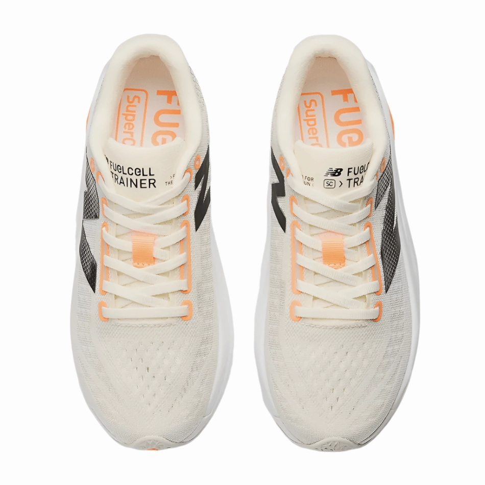 Daily Commuter Non Marking Rubber New Balance Men's FuelCell SuperComp Trainer V3 Running Shoes in Angora with Hot Mango and Black SS25