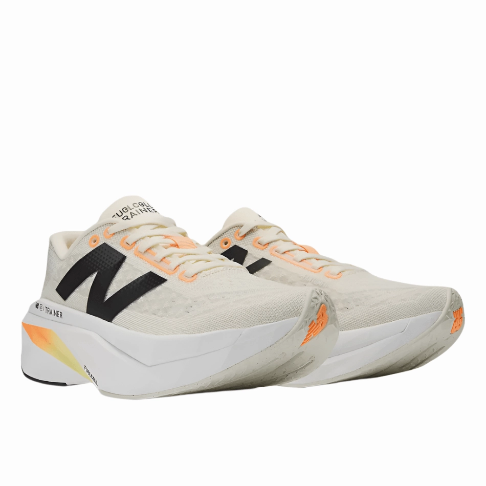 speed - work New Balance Men's FuelCell SuperComp Trainer V3 Running Shoes in Angora with Hot Mango and Black SS25