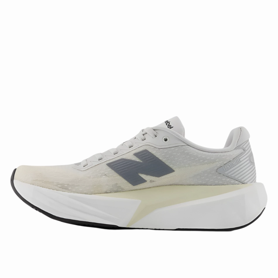 New Balance Women's Fuelcell Rebel v5 Running Shoes in Linen/Grey Matter/White AW25 easy - clean shoes