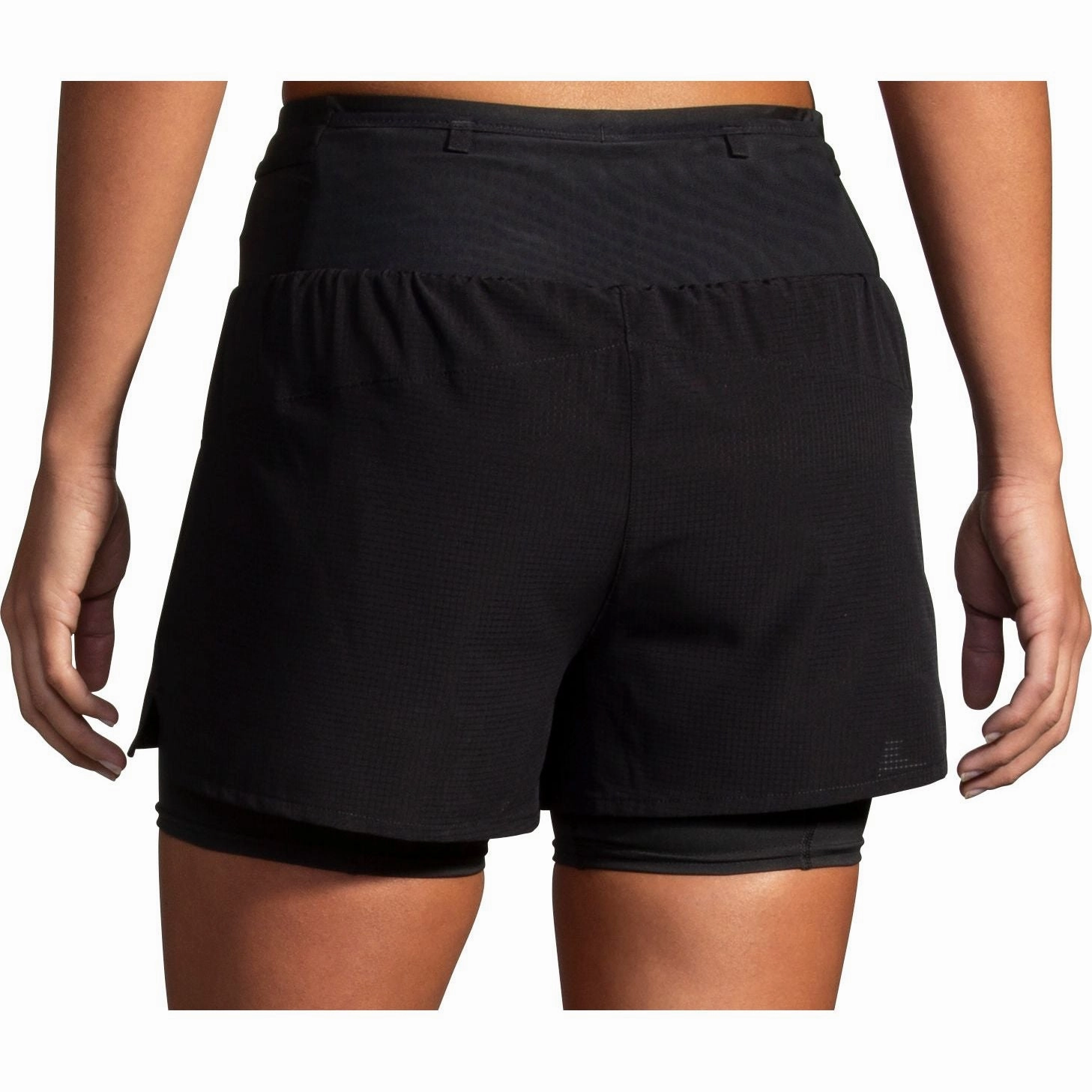 UPF Sun Protection Outdoor Apparel Brooks 3 Inch High Point 2.0 2 In 1 Womens Running Shorts - Black