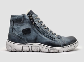 Heavy Duty Performance Men's Original Thick-Wool Lined Zip-Up Leather Boots In Blue