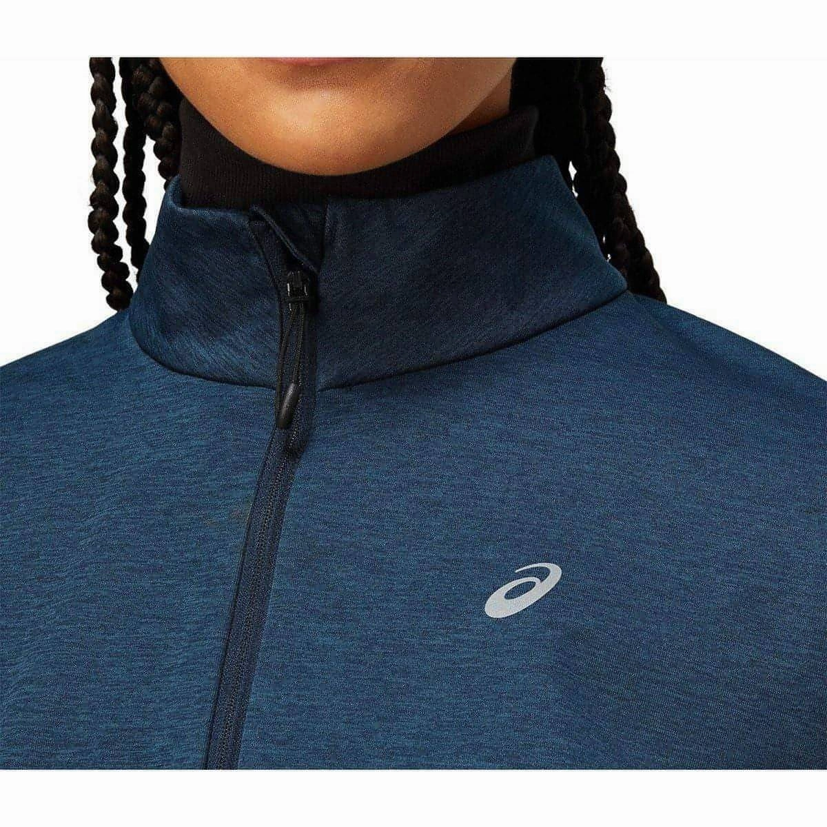 Wind Protection Easy Care Fabric Asics Lite-Show Winter Womens Running Jacket - Navy