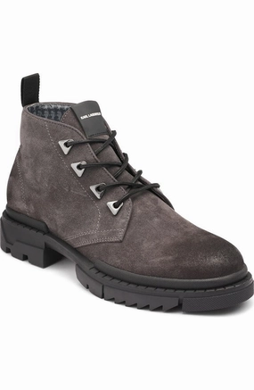 Karl Lagerfeld Paris Chukka Boots Mens  Gray Suede Round Toe Ankle ZPO3751 Rough Ground