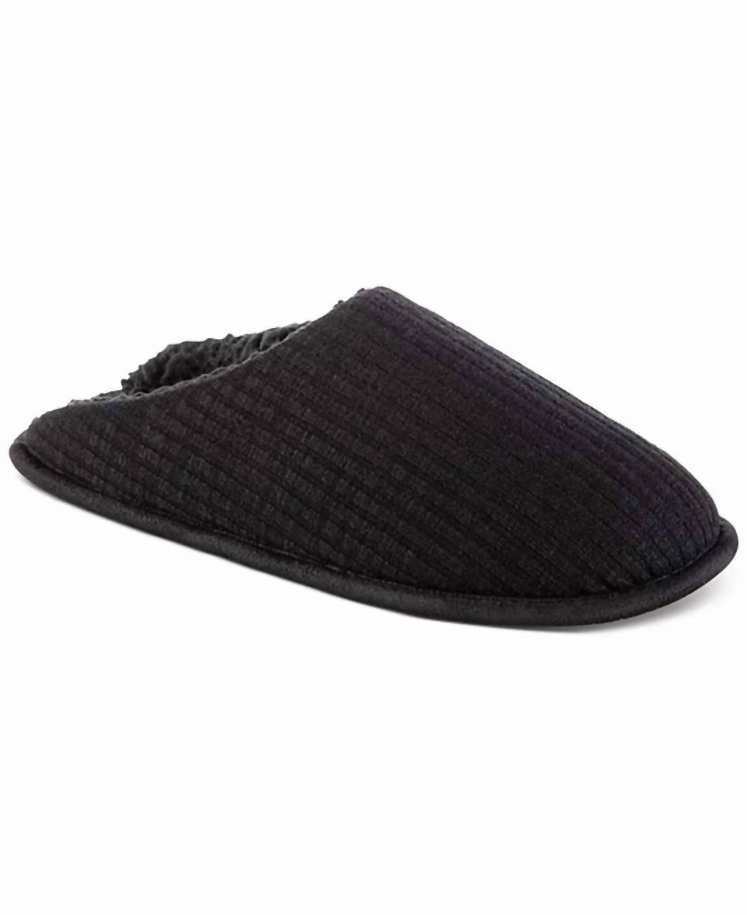 Classic Slides Women's Fine Guage Rib Knit Scuff Slippers In Black