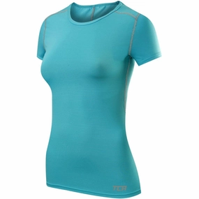 Comfy Style TCA Pro Performance Womens Short Sleeve Baselayer Running Top - Blue