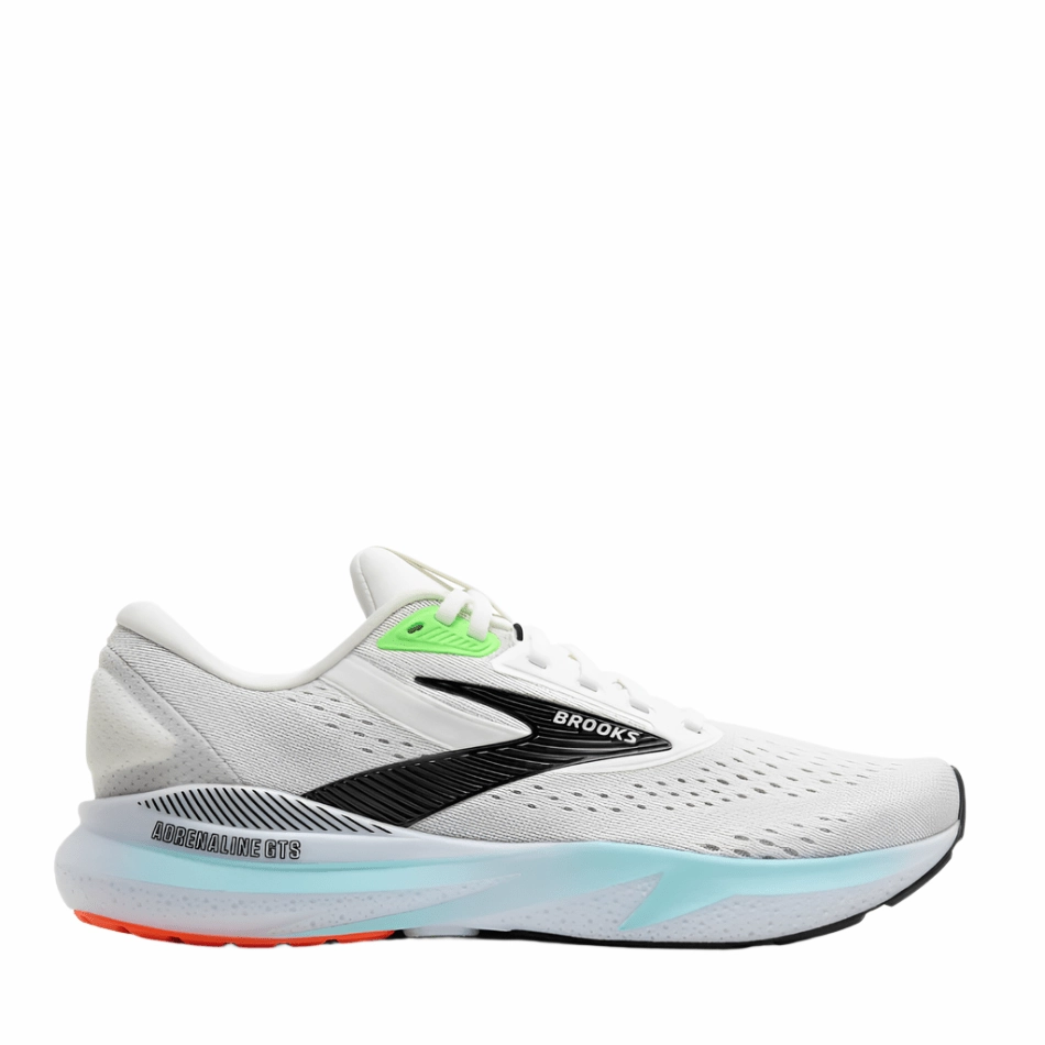 perforated - design Brooks Men's Adrenaline GTS 24 Running Shoes in White/Gecko/Atomizer AW25