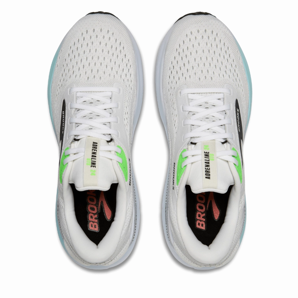 Brooks Men's Adrenaline GTS 24 Running Shoes in White/Gecko/Atomizer AW25 under - pronation Energy Flex