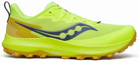 synthetic - upper - durability - strength shoes Saucony Peregrine 14 Mens Trail Running Shoes - Yellow