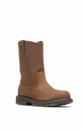 Men's Work Steel Toe Wellington Work Boot - Medium In Brown Cushioned Step Adventure Journey Multi Use