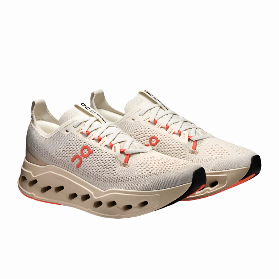 On Men's Cloudsurfer Max Running Shoes in Ivory/Salmon AW25 Anatomical shape