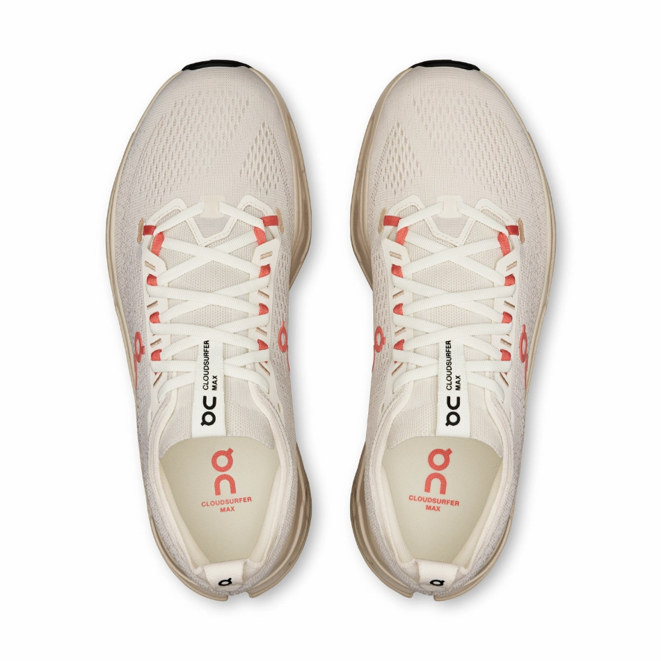 scratch - resistant - finish shoes Knit Weave Upper On Men's Cloudsurfer Max Running Shoes in Ivory/Salmon AW25