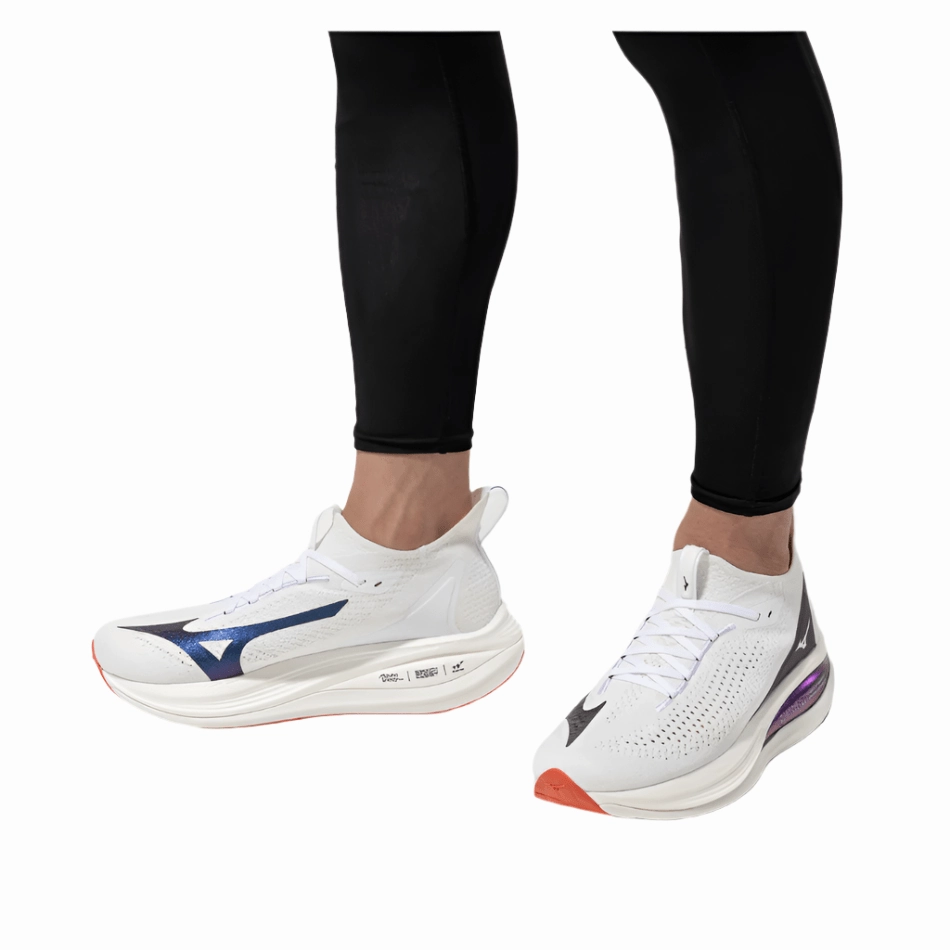 Mizuno Men's Neo Vista 2 Running Shoes in White/White/Iris Bloom AW25 youth athletic shoes Mobility - improving