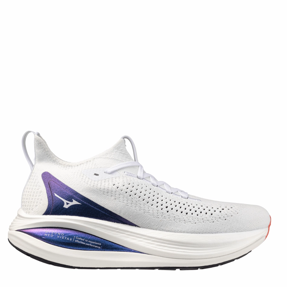 plaid - design shoes Mizuno Men's Neo Vista 2 Running Shoes in White/White/Iris Bloom AW25