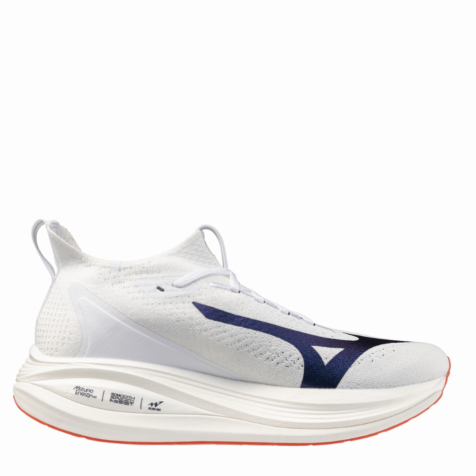 Mizuno Men's Neo Vista 2 Running Shoes in White/White/Iris Bloom AW25 Tension Balance System Padded Collar Lining