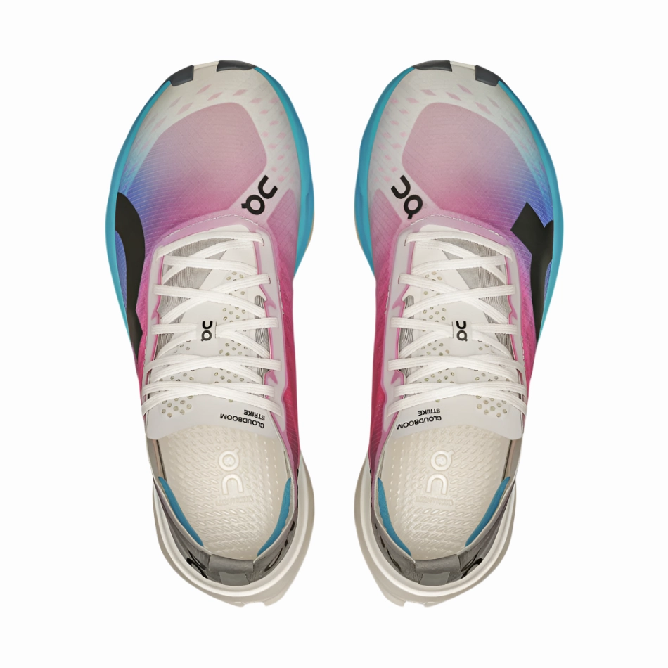 On Women's Cloudboom Strike Running Shoes in White/Horizon AW25 minimalist running shoes