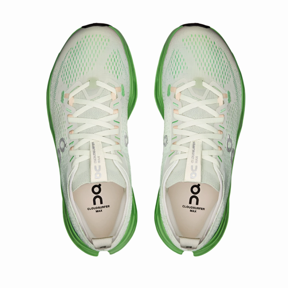 On Women's Cloudsurfer Max Running Shoes in Mineral/Honeydew AW25 grass - field - runner padded - tongue - softness shoes
