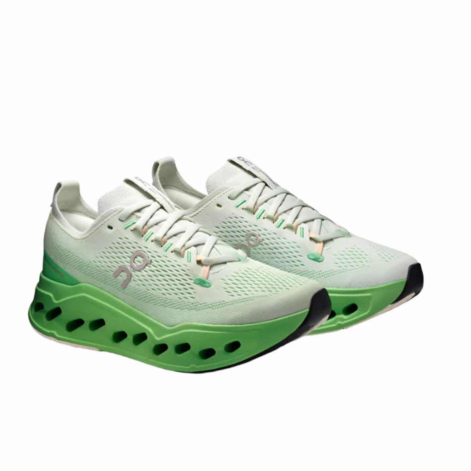 On Women's Cloudsurfer Max Running Shoes in Mineral/Honeydew AW25 kids' shoes concrete running gear