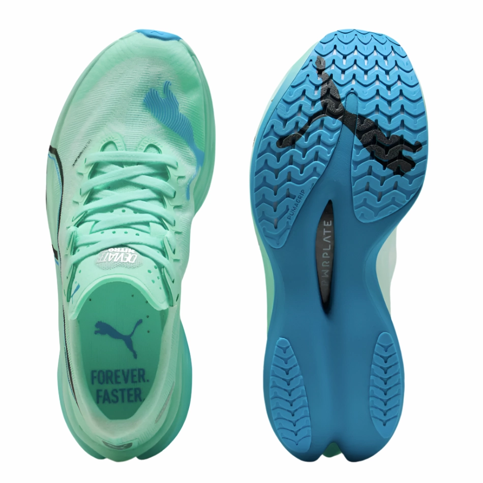 PUMA Women's Deviate NITRO Elite 3 Running Shoes in Mint Melt/Speed Blue AW25 Durable Outsole Technology