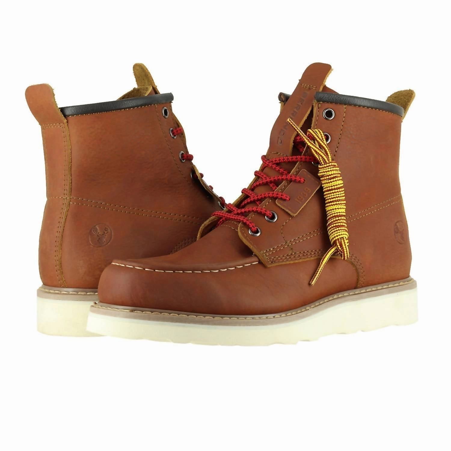 6" Moc Toe Work Boots For Men In Cognac Thermal Lining british retro