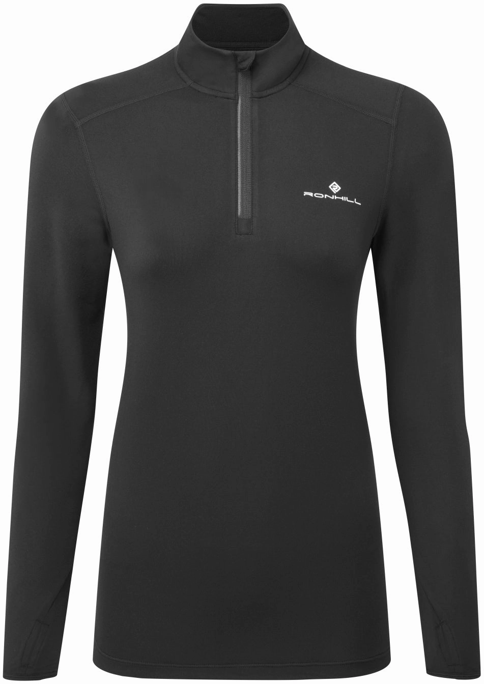 beads Thick Ronhill Core Thermal Half Zip Long Sleeve Womens Running Top - Black