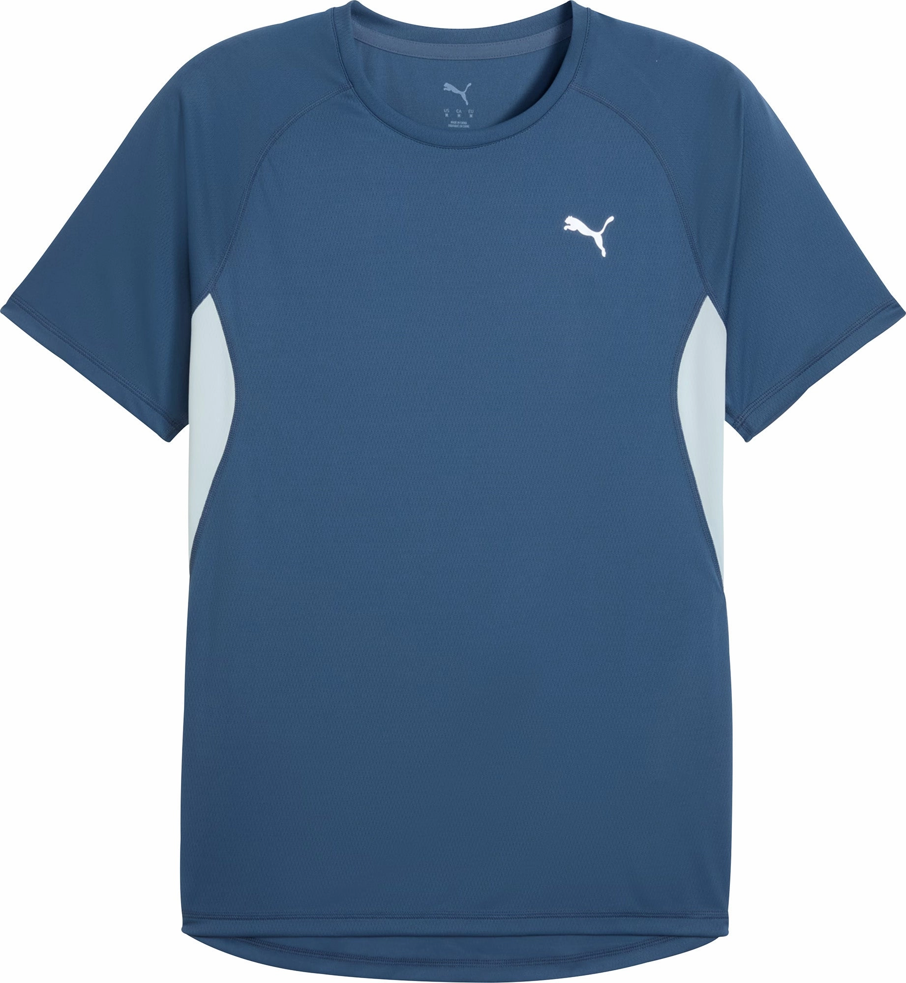 Puma Velocity Short Sleeve Mens Running Top - Blue Snag Resistant Surface