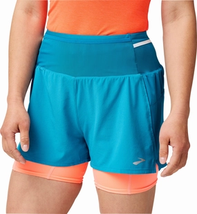 Workwear Performance Look Brooks 3 Inch High Point 2.0 2 In 1 Womens Running Shorts - Blue