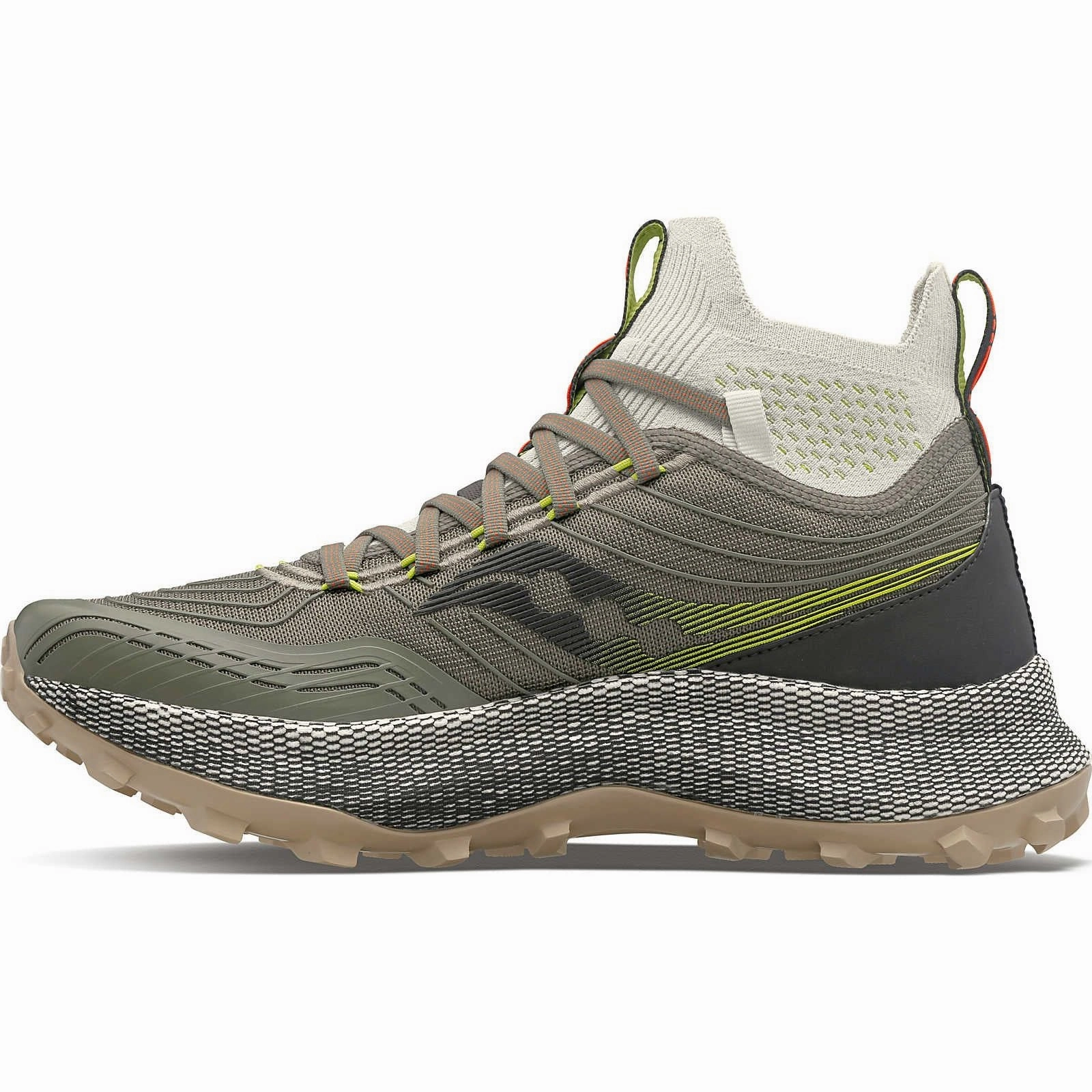 Breathable TPU Frame Light - weight construction Saucony Endorphin Mid Mens Trail Running Shoes - Green