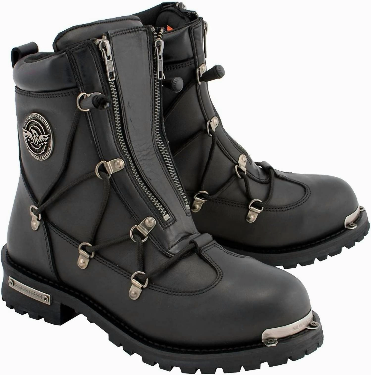 Outback Travel Mud Resistant Rainy Days Men's Leather 6-Inch Plain Toe Dual Zipper In Black