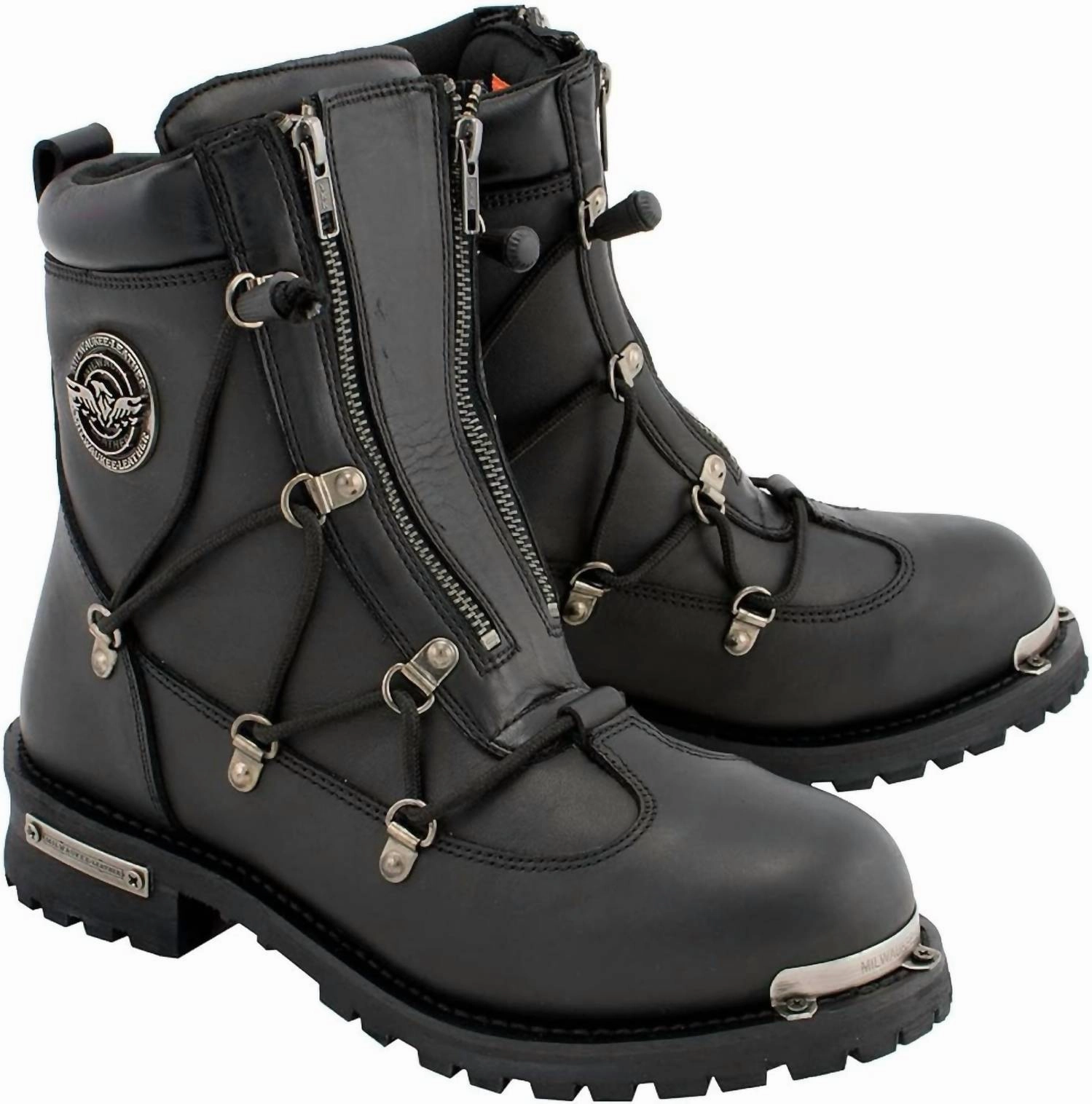 synthetic leather Men's Leather 6-Inch Plain Toe Dual Zipper In Black