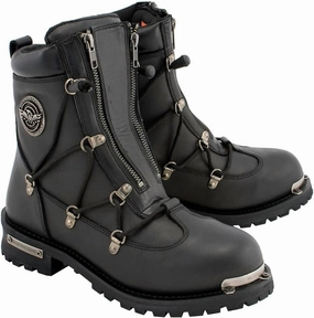 Functional Design Men's Leather 6-Inch Plain Toe Dual Zipper In Black