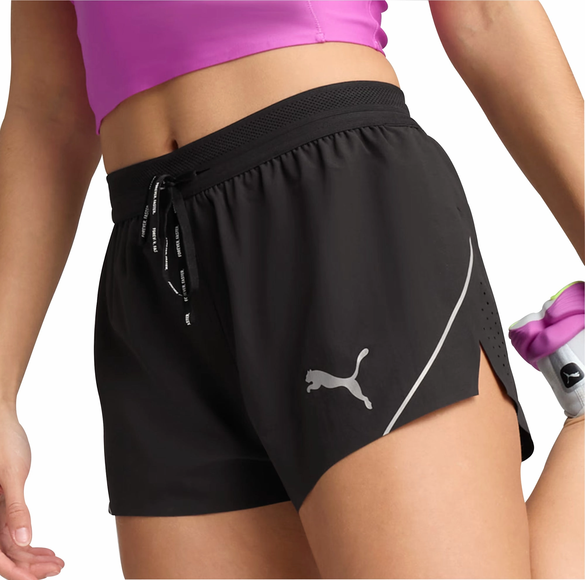 Puma Raceday UltraWeave 3 Inch Womens Split Running Shorts - Black Yoga wear semi - formal event