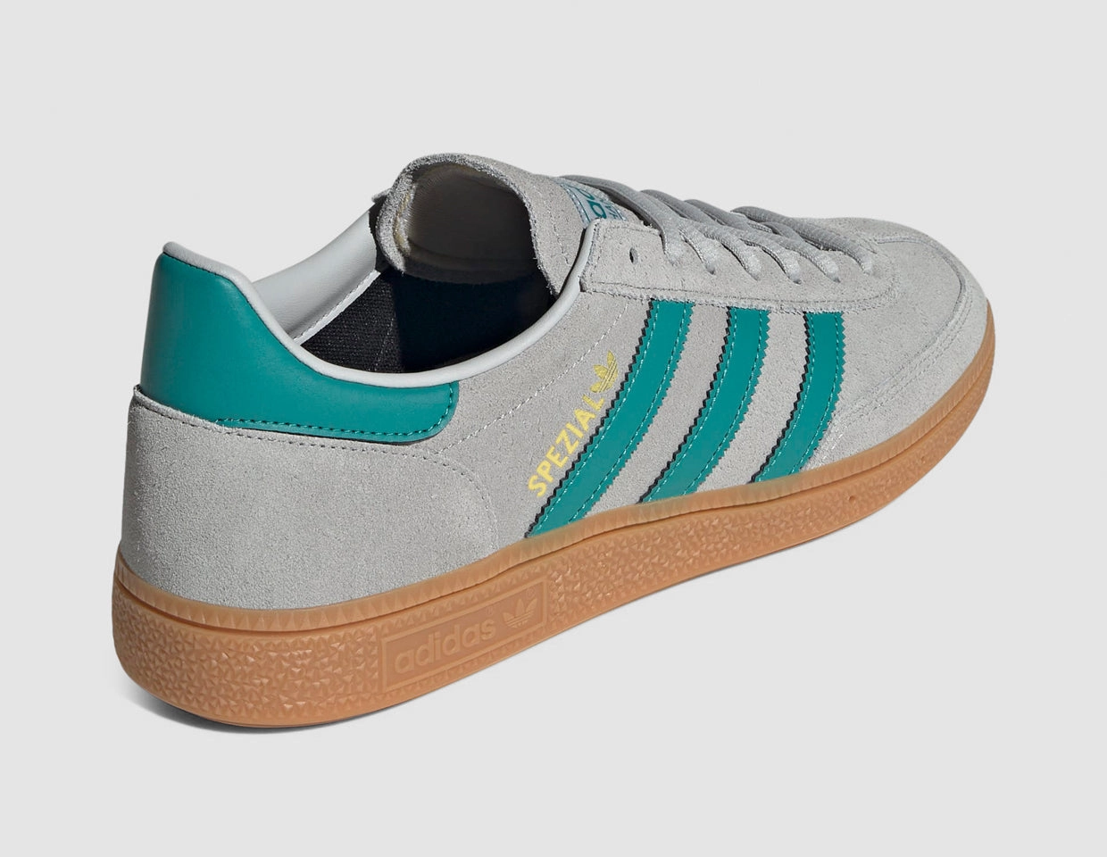 adidas Originals Handball Spezial Grey / Pure Tea - Gold logo - hooked - and - looped shoes high - arched