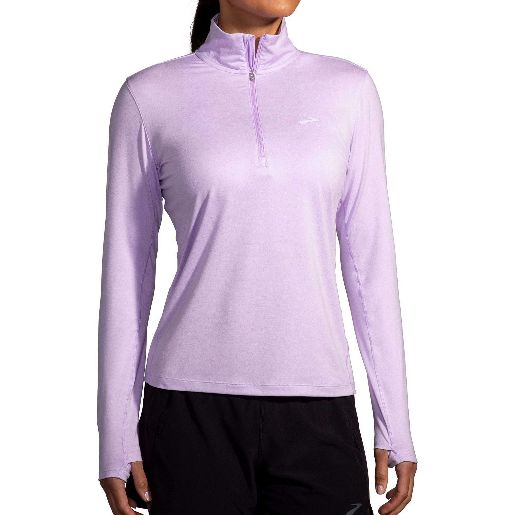 Anti Pilling Brooks Dash 2.0 Half Zip Long Sleeve Womens Running Top - Purple