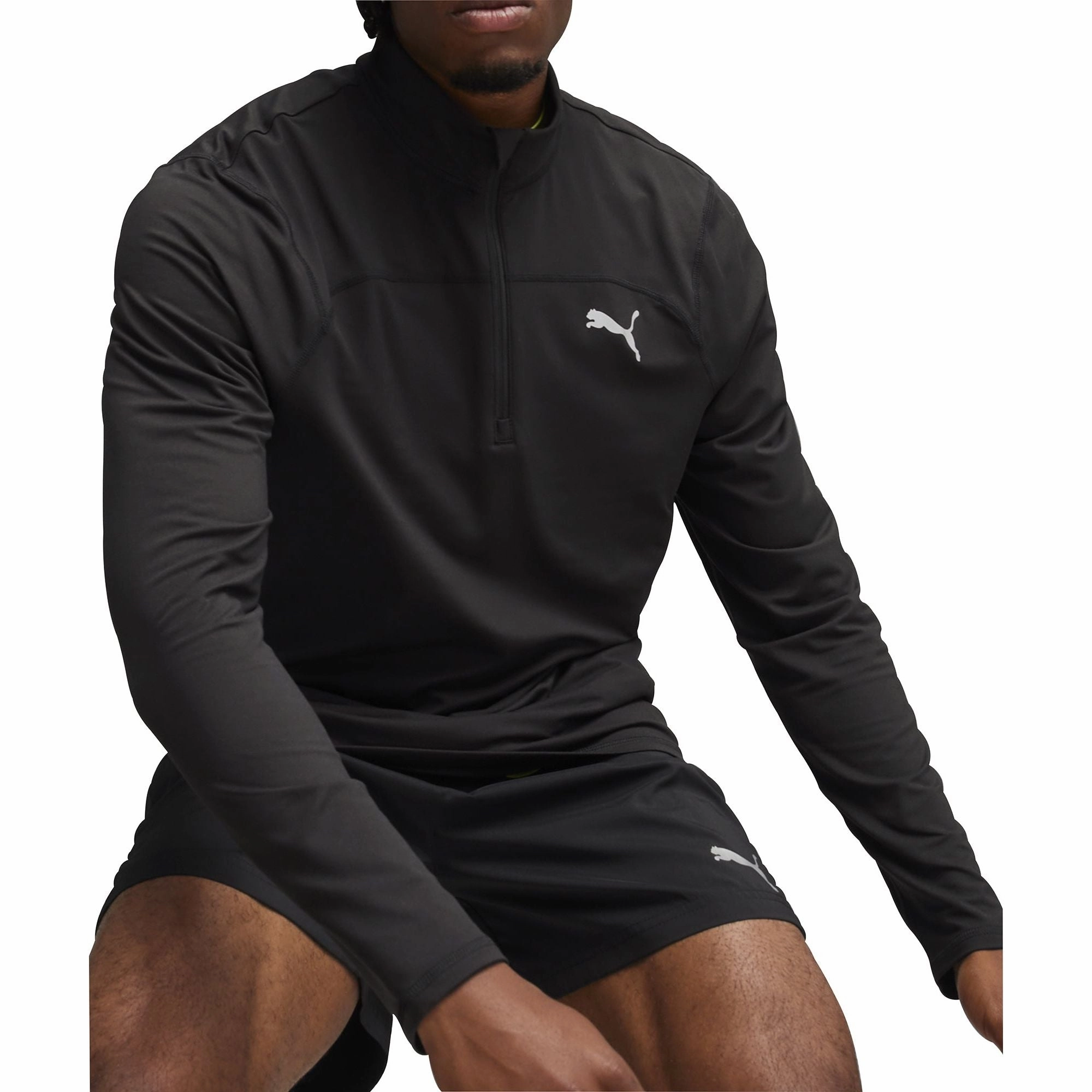 Puma Run Cloudspun Half Zip Long Sleeve Mens Running Top - Black Durable Quality Storage