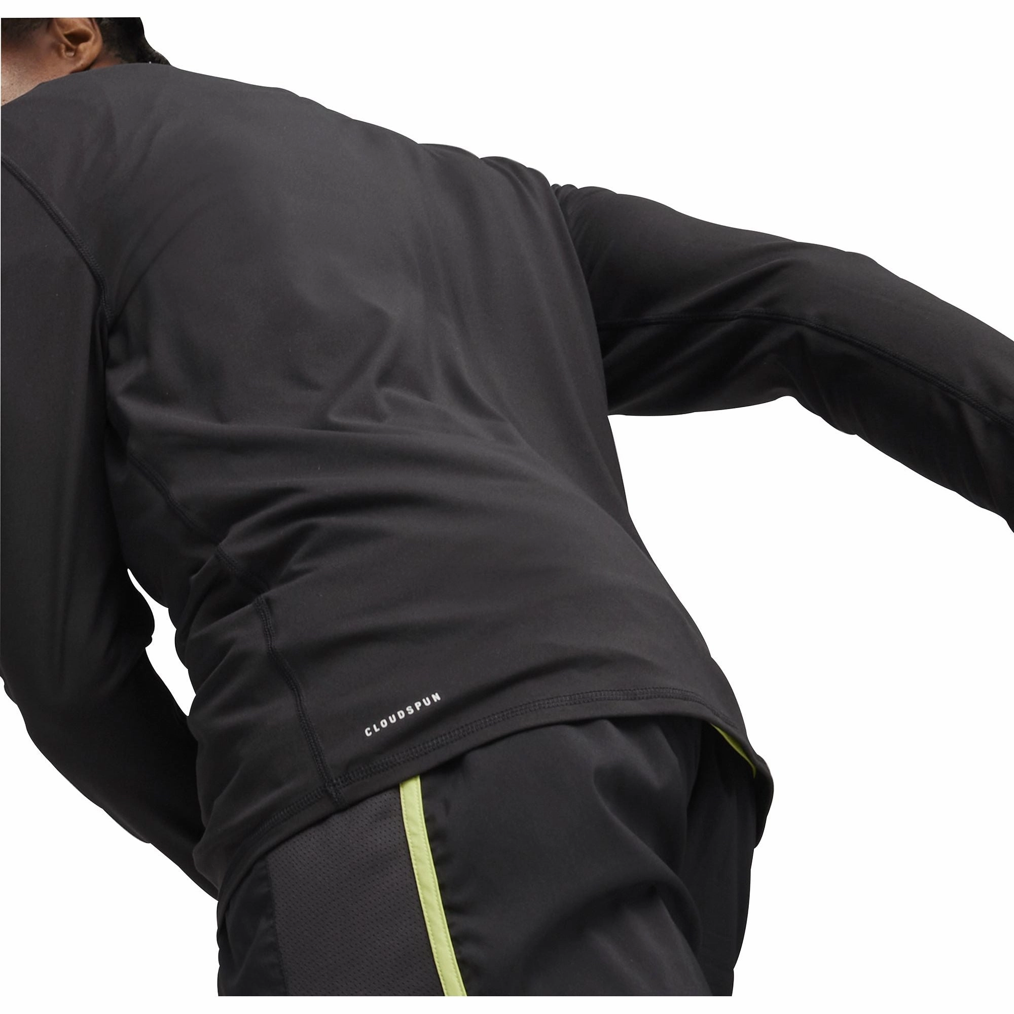 Light Reflective Trim Puma Run Cloudspun Half Zip Long Sleeve Mens Running Top - Black