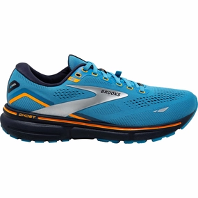 Brooks Ghost 15 GORE-TEX Mens Running Shoes - Blue running in a gondola station area shoes
