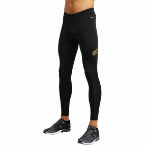 Pressio Bio Run Mens Long Running Tights - Black Sculpting Fit