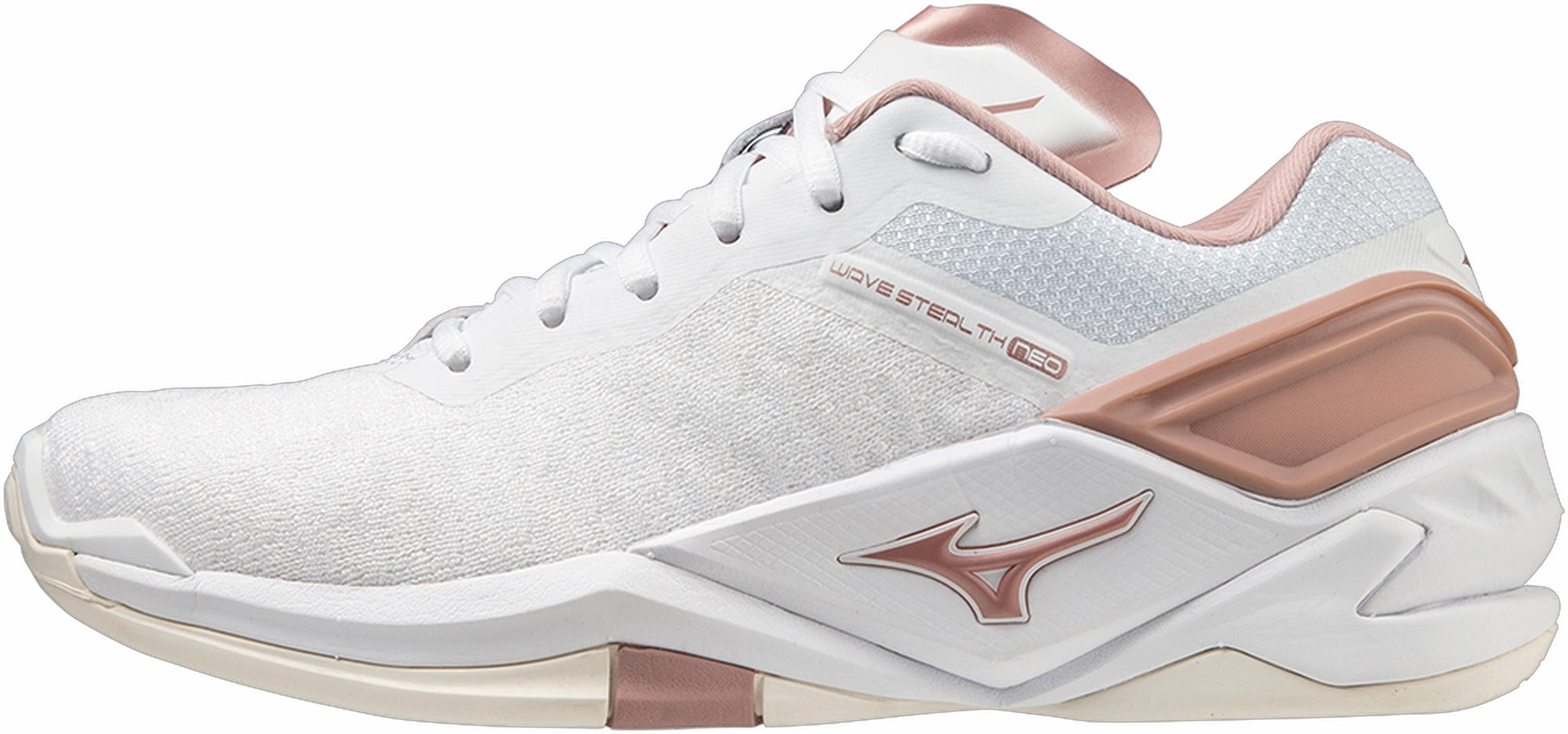 Pressure Dispersion Sole Mizuno Wave Stealth Neo Womens Netball Shoes - White