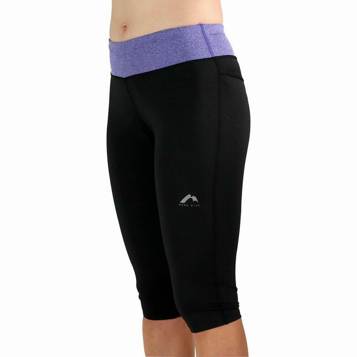 More Mile Marl Womens 3/4 Capri Running Tights - Black Smart Stretch