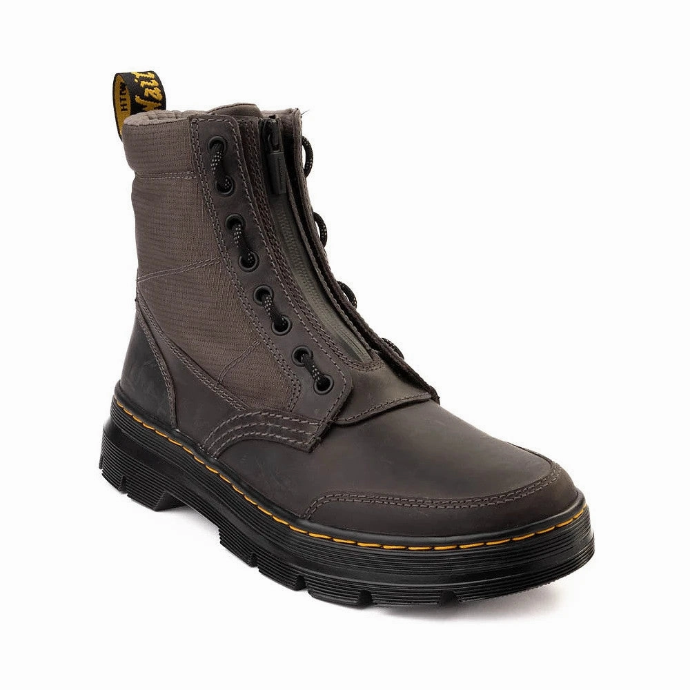 Dr. Martens Combs Jungle R32107029 Boots Men's Gunmetal Leather Ankle JOBB1552 Mud Resistant Winter Walker Fashion Comfort