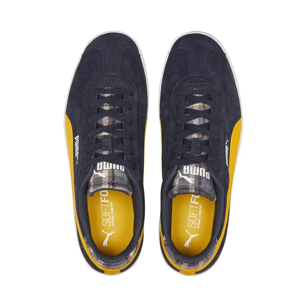 Regular Fit Puma Men's Club Navy/Yellow Plaid Shoe