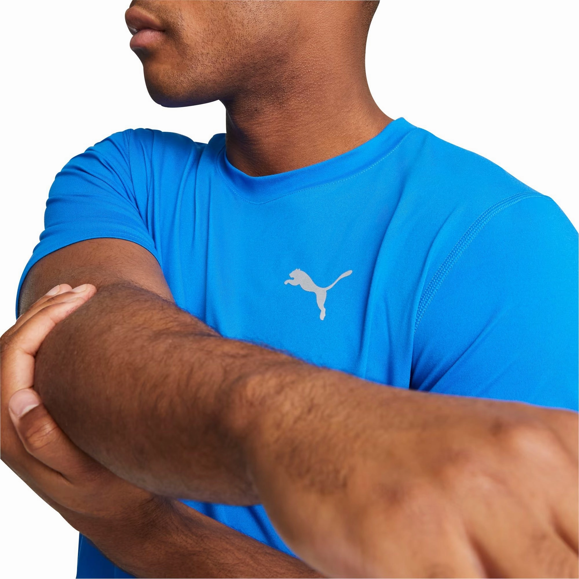 Athletic Comfort Wear Weekend Fashion Puma Cloudspun Short Sleeve Mens Running Top - Blue