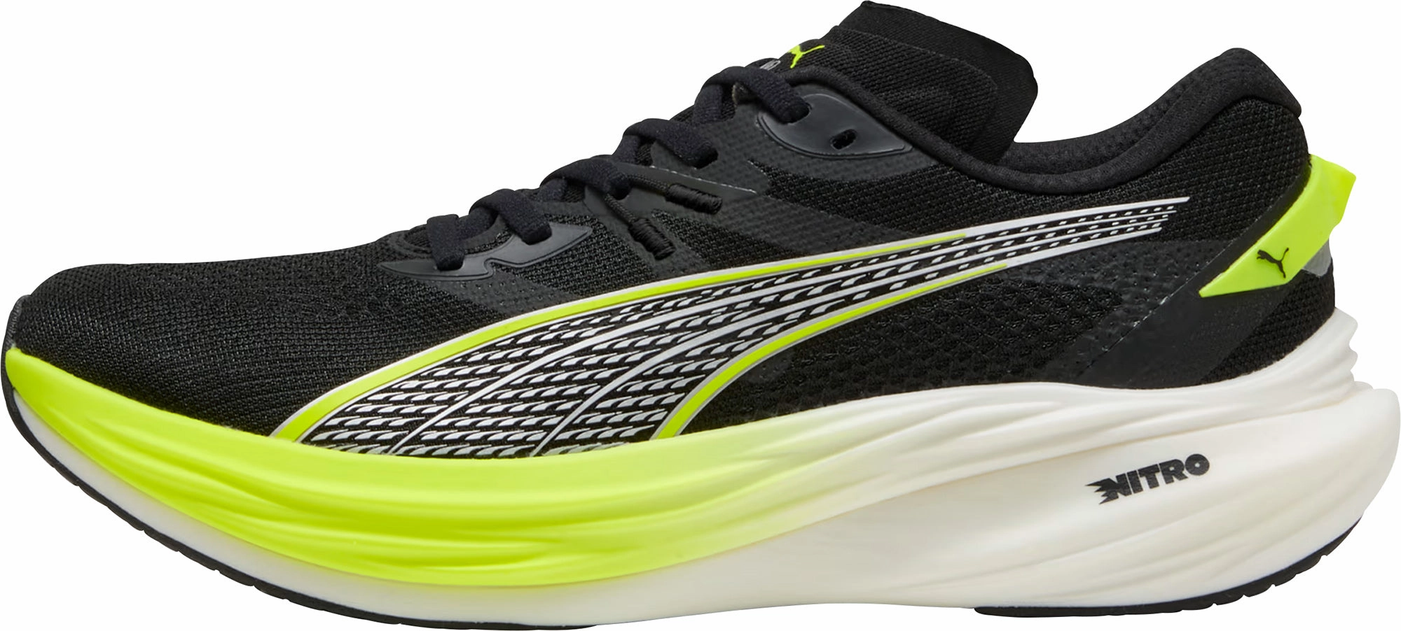 Puma Deviate Nitro 3 WIDE FIT Mens Running Shoes - Black Contoured Footbed Design party - themed running option